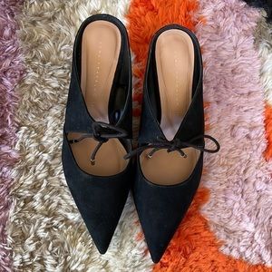 Witchy Pointed Toe Metal End Lace Kitten Heel Mule EU​​